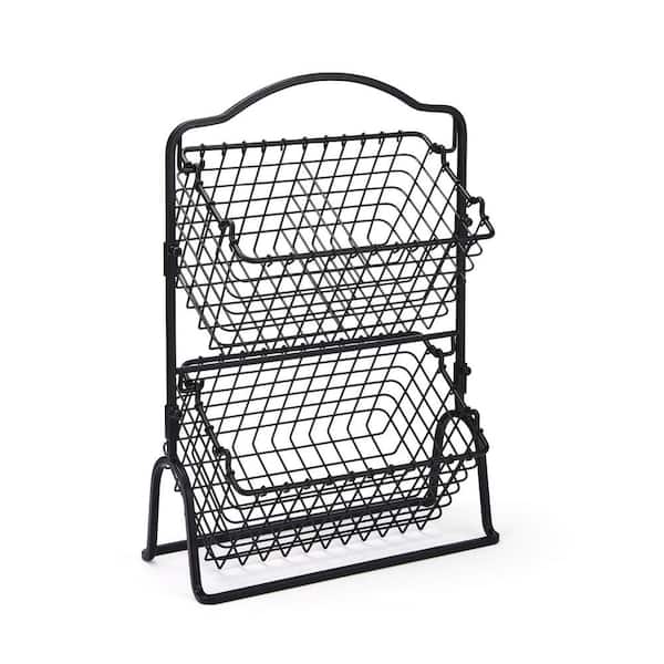 Mikasa Gourmet Basics Grid 2 Tier Metal Wire Basket Black