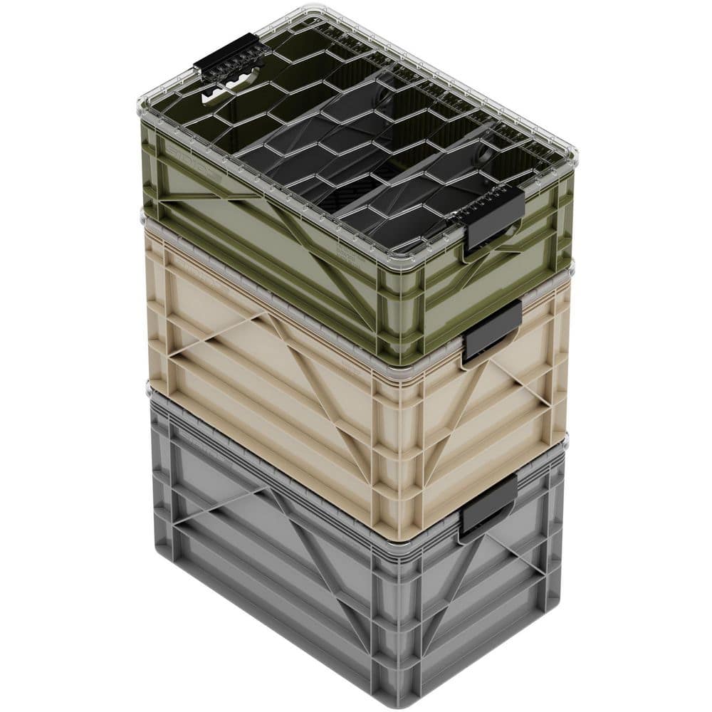 Crate Pro Pack 2 Full-Size & 1 Half-Size Heavy Duty Stackable Storage Bins wth Lids, Dividers and Mats Camo Variety Pack price history on PriceWatchPro