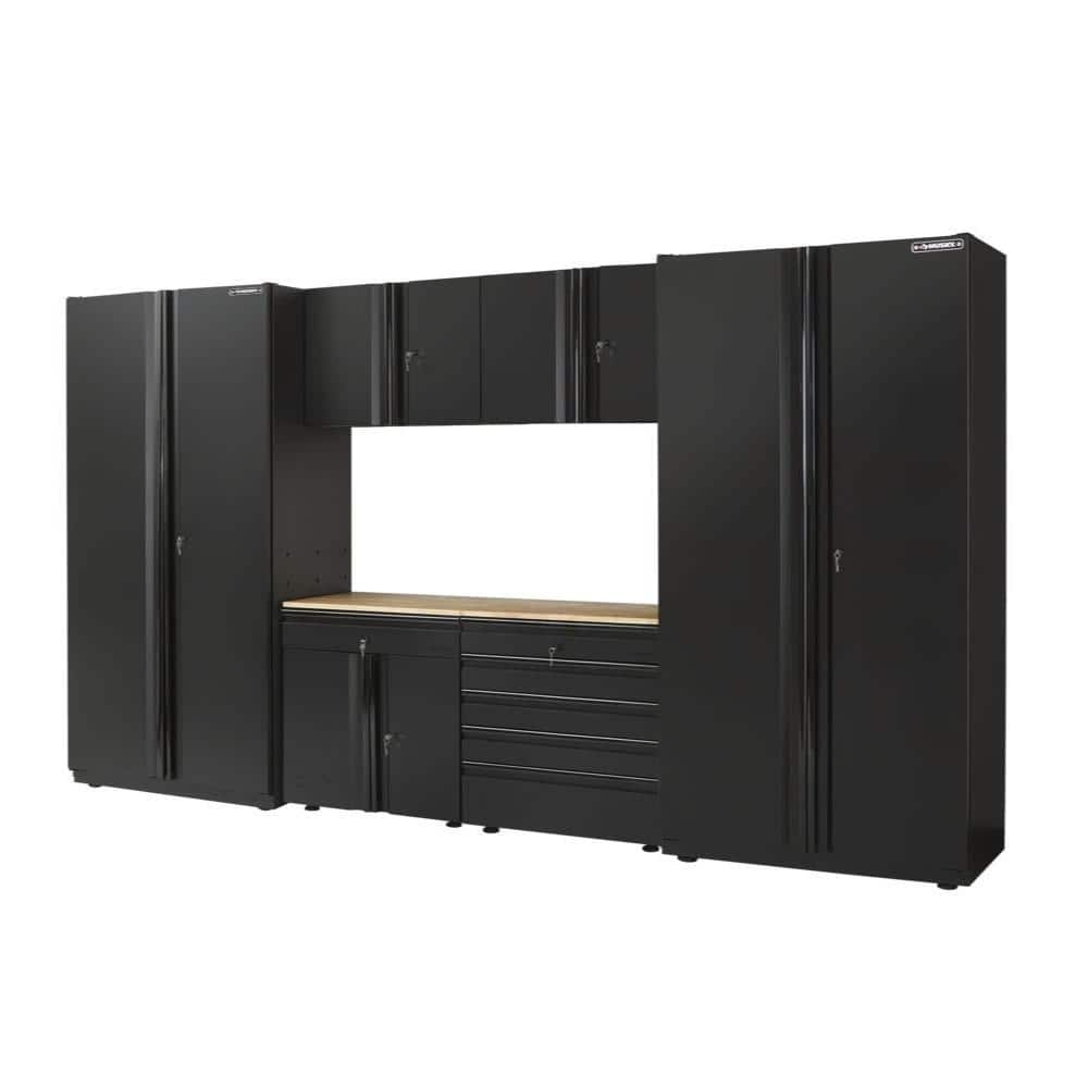 6-Piece Extra Wide Heavy Duty Welded Steel Garage Storage System in Black (