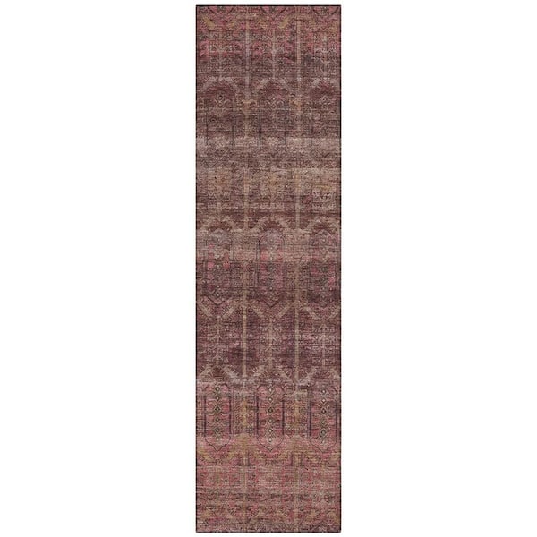 Chantille Machine Washable Indoor/Outdoor Abstract ACN2728 Burgundy 2 ft. x 7 ft. Runner Rug