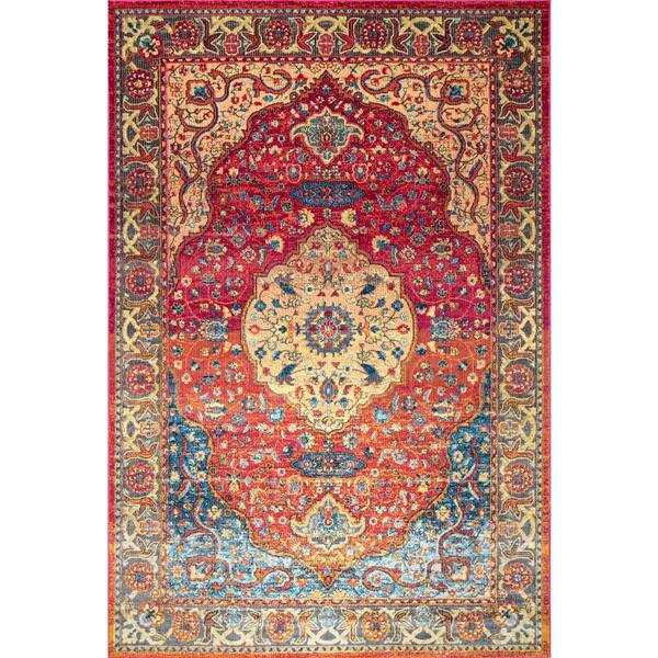 nuLOOM Shirlee Vintage Medallion Rust 8 ft. x 11 ft. Area Rug