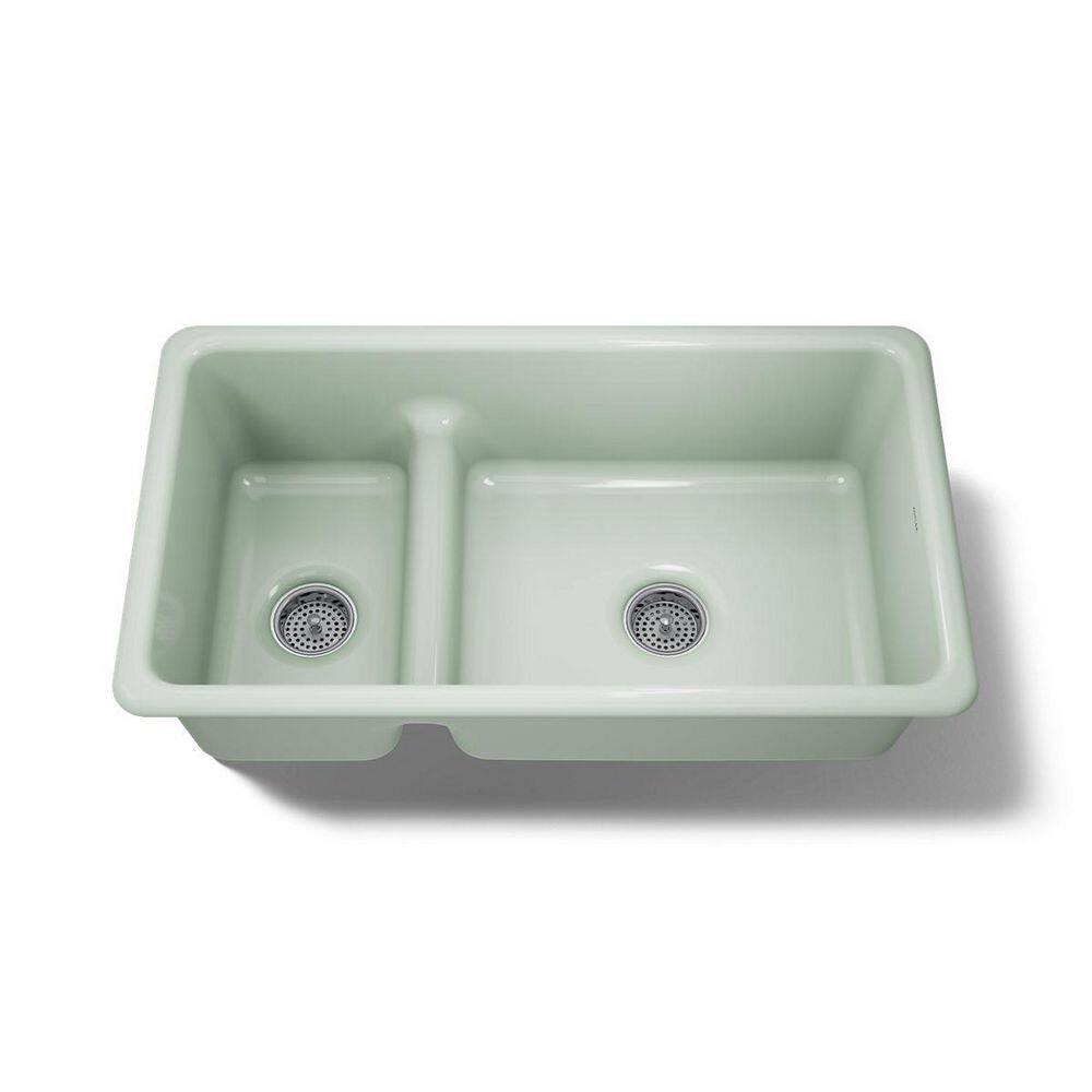 Iron/Tones 33 in. Drop-in Double Bowl Aspen Green Cast Iron Kitchen Sink price history on PriceWatchPro