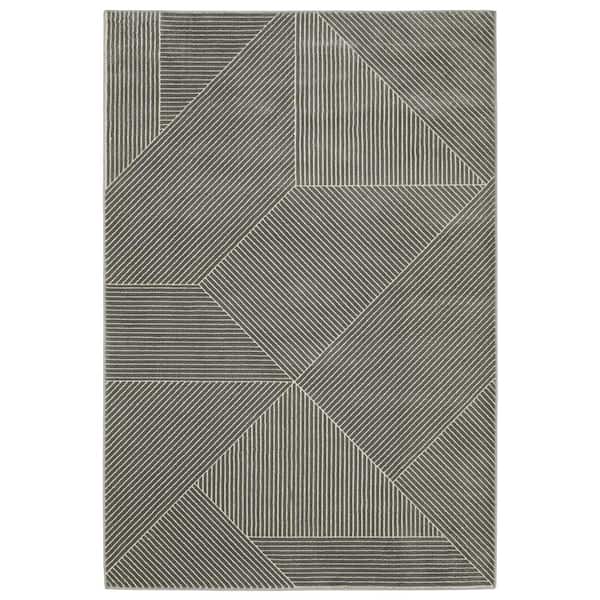 AVERLEY HOME Rayder Gray/Ivory 10 ft. x 13 ft. Geometric Lines Polypropylene/Polyester Indoor Area Rug