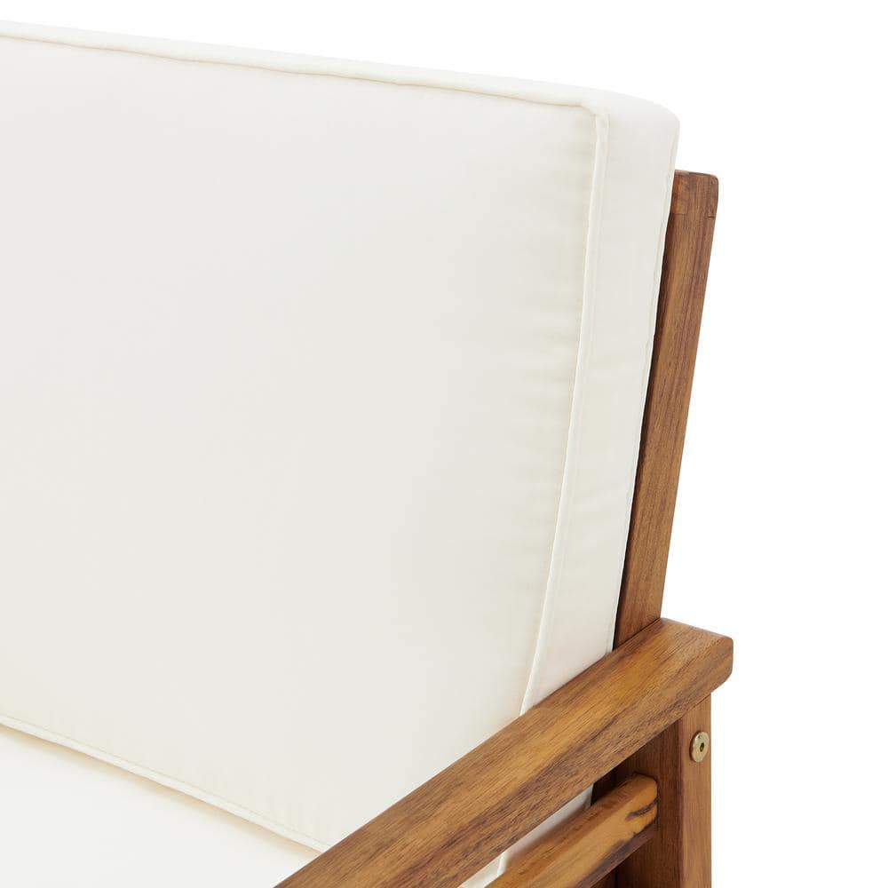 Natural Acacia Outdoor Dining Chair with Cream Cushions