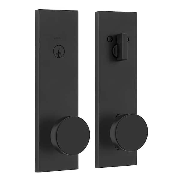 Pismo Matte Black Keyed Entry Set Single Cylinder Door Handleset ft SmartKey Security