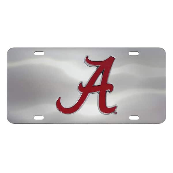 FANMATS 6 in. x 12 in. NCAA University of Alabama Stainless Steel Die Cast License Plate