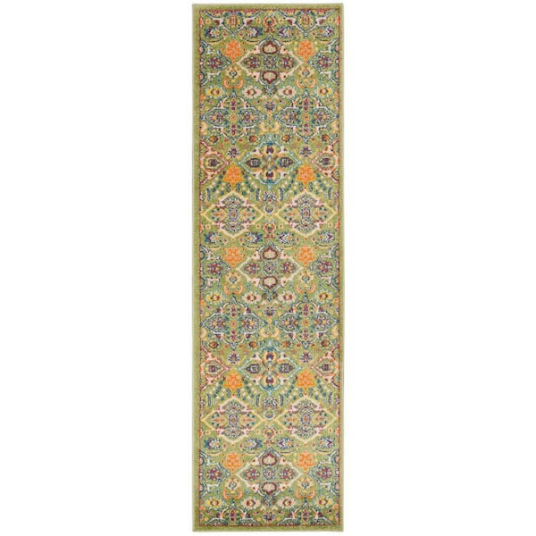 Nourison Allur Sage Ivory 2 ft. x 12 ft. All-over design Transitional Runner Area Rug