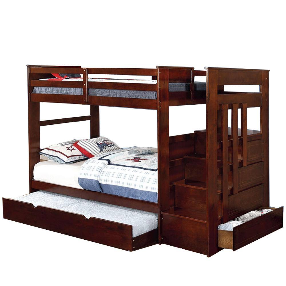 William's Home Furnishing Woodridge Twin/Twin Bunk Bed In Dark Walnut ...