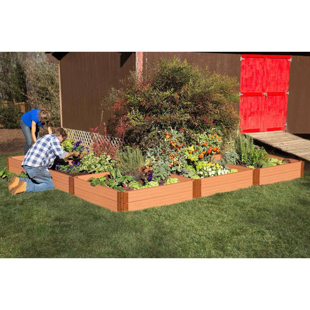 Classic Sienna Composite L-Shaped Raised Garden Bed, 12' x 12' x 11"