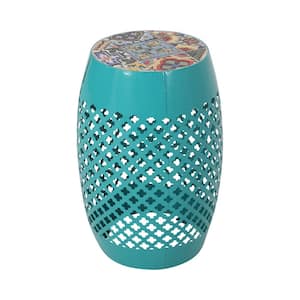 Rucker 12.25 in. x 18 in. Multicolor Round Marble End Table