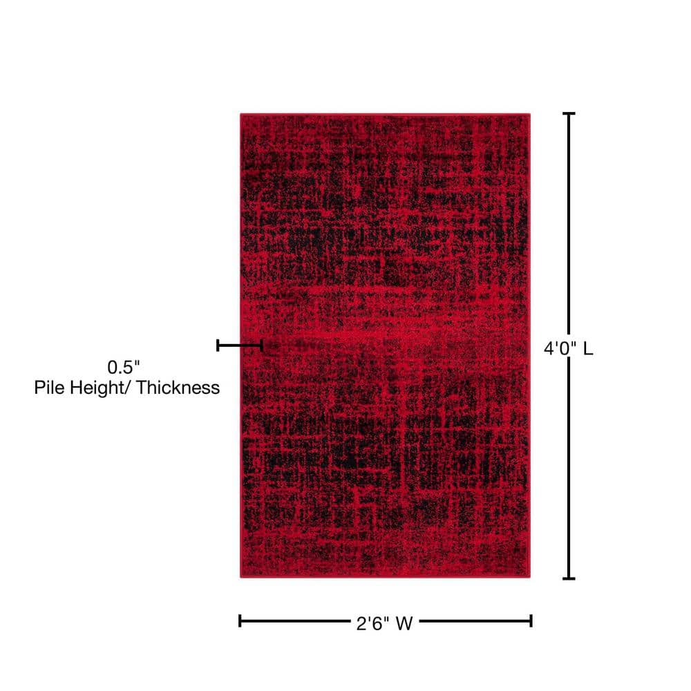 Red and Black Synthetic Circle Area Rug, 2'-6" x 4'