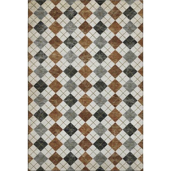 Mayfield Premium Machine Washable Abstract AMF2237 Terracotta 5 ft. x 7 ft. 6 in. Area Rug