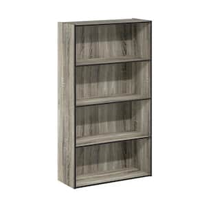 41.7 in. French Oak Gray Wood 4-shelf Standard Bookcase with Storage