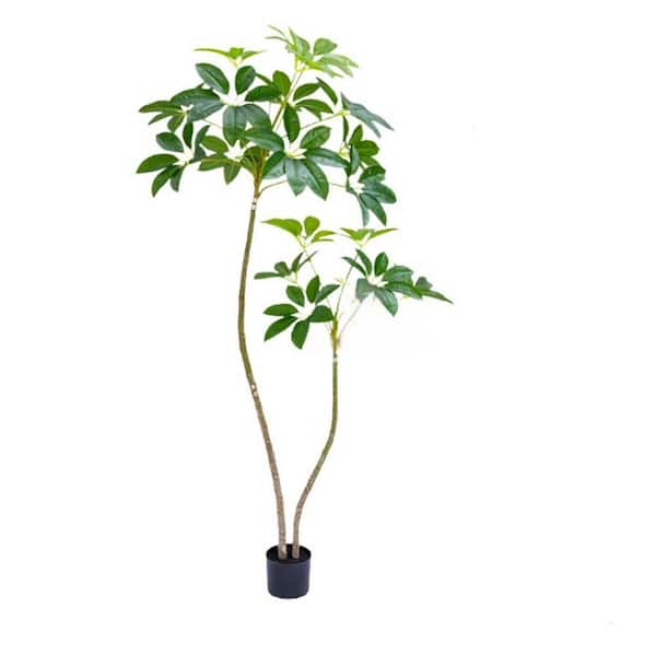 Garvee 5.9 ft. Artificial Assorted Flowers Tree In Pot, Green Plant Umbrella Tree, Tall Artificial Umbrella Tree