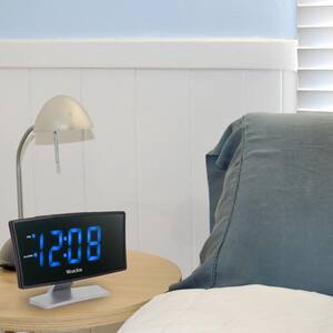 Equity by La Crosse 75904 Large Blue LED Alarm Clock with USB Port 