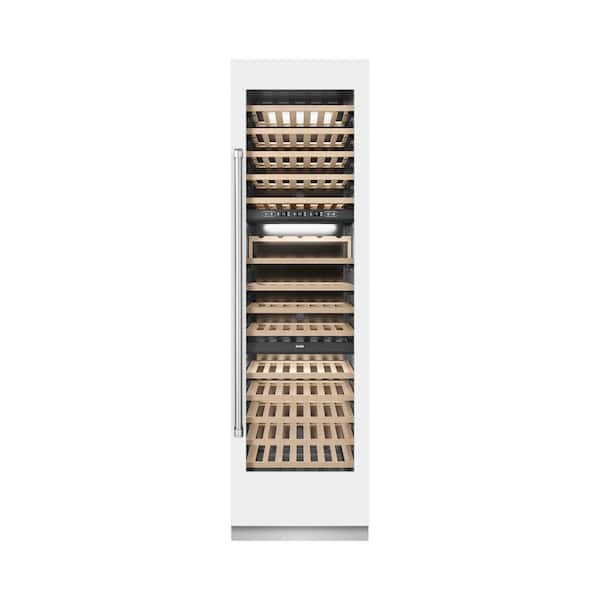 24 in. 12.4 cu. ft. Triple Zone 100-Bottle Column Wine Cooler in White Matte