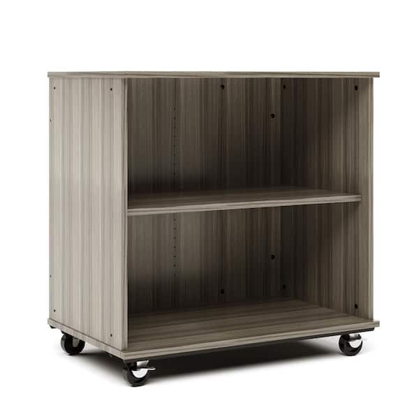 TOT MATE Open Single Sided Mobile Locker Nursery Classroom Bookcase, Adjustable Shelves, 36 in. H, (Shadow Elm Gray)