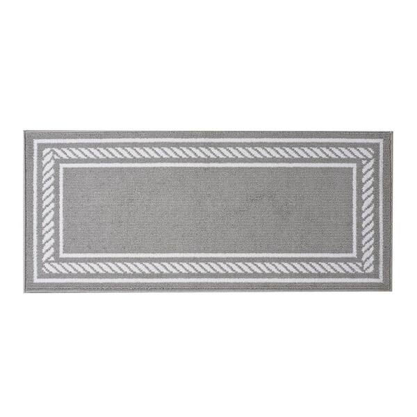 Nautica Rope Border Light Gray/White 2 ft. x 5 ft. Tufted Border ...
