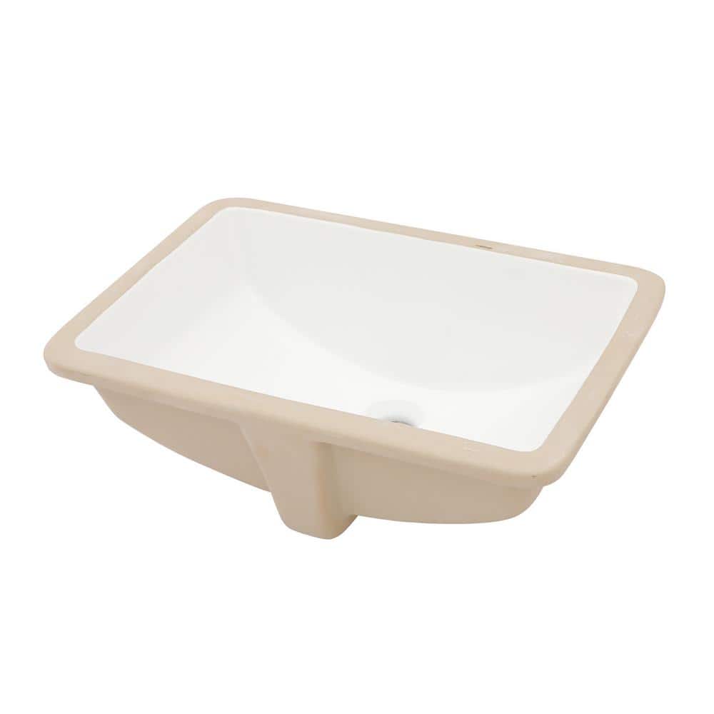19.7 in. Undermount Rectangular Bathroom Sink Art Basin with Overflow in Wh