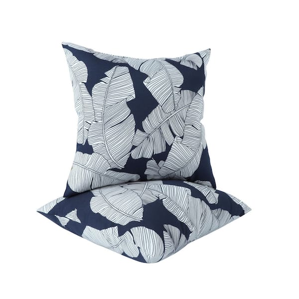 18 x 18 Blue Leaf Outdoor Throw Pillows (2-Pack)