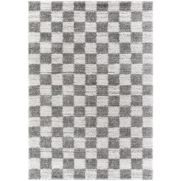 Primo Medium Gray Modern Checkered 5 ft. 3 in. x 7 ft. Area Rug