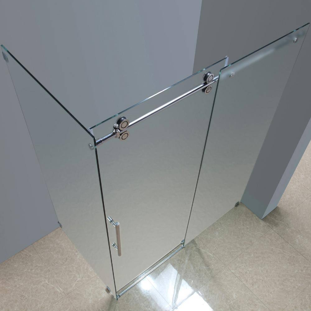 Langham 48" x 75" Frosted Glass Frameless Sliding Shower Enclosure