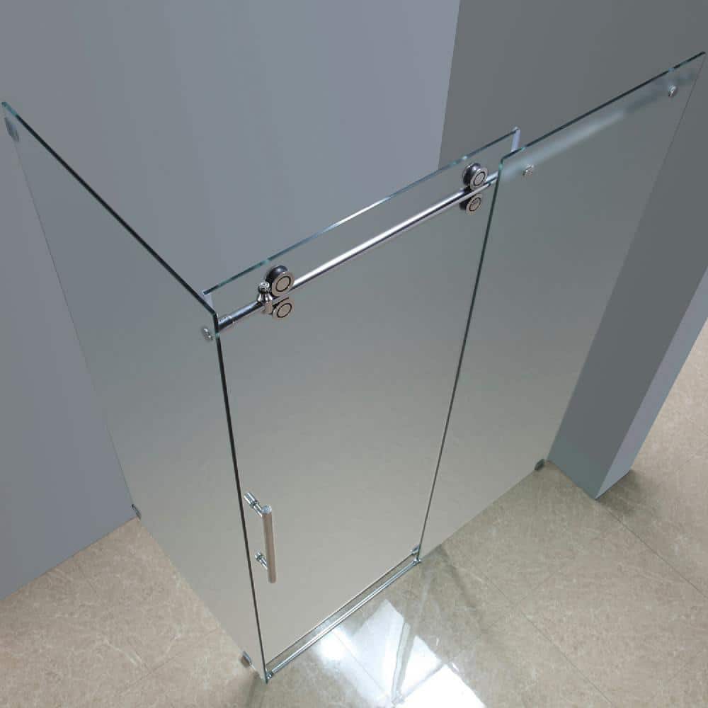 Langham 60" x 75" Frameless Frosted Glass Sliding Shower Enclosure