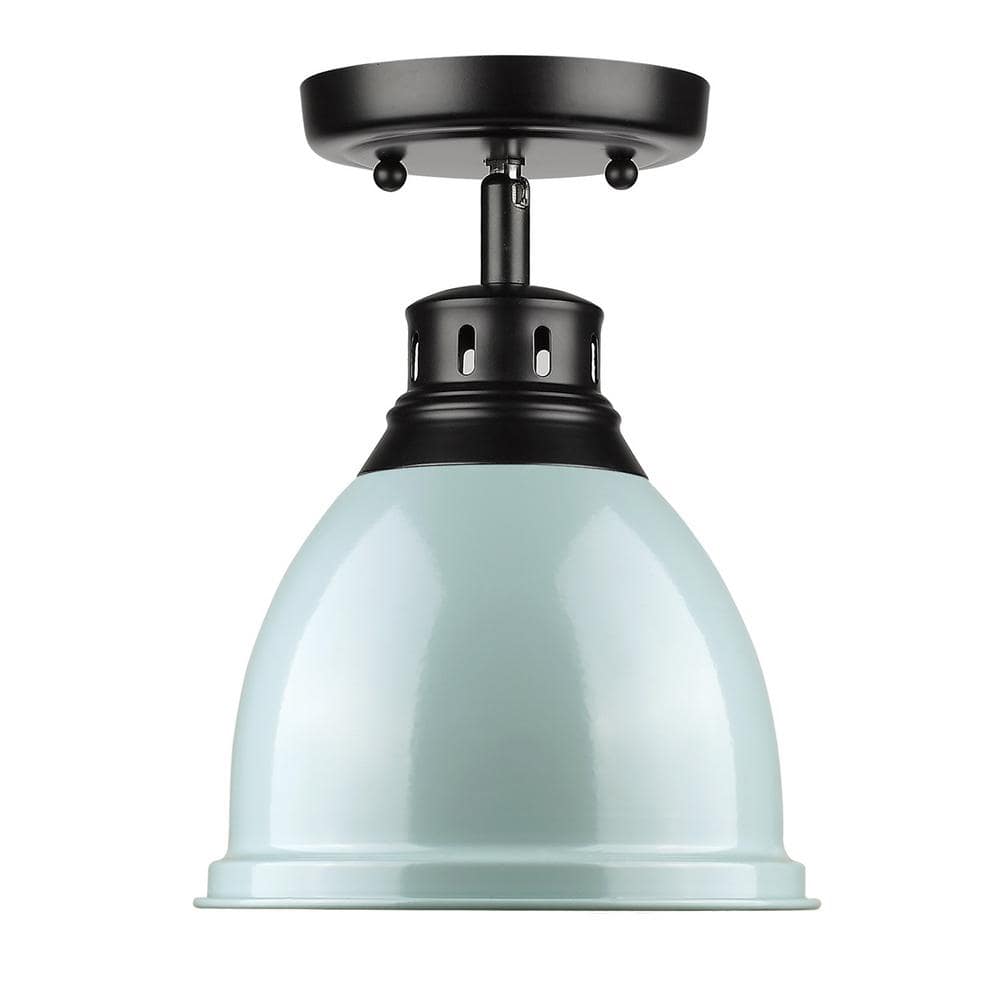 Duncan 9" Black Seafoam Transitional Flush Mount Light