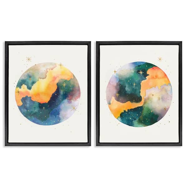 Stupell Industries Outer Space Round Galaxies by Grace Popp 2-Pieces Black Floater Frame Abstract Graphic Art Print 21 in. x 17 in.