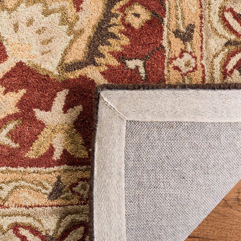 Handmade Rust and Green Floral Wool Runner Rug