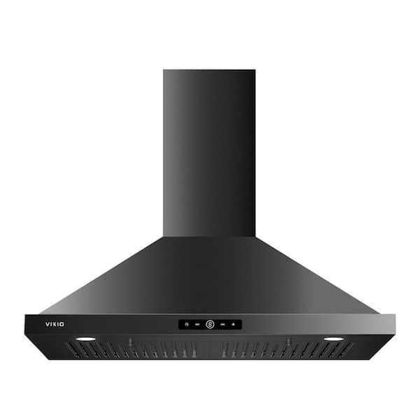 30 in. 500 CFM Convertible Wall Mount Range Hood in Black Stainless Steel with Dishable Filters and Touch Control