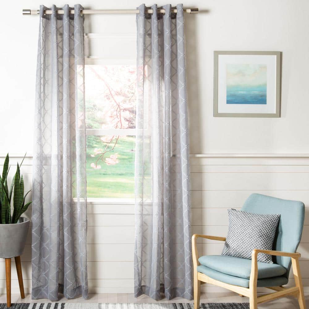 Gray Geometric Grommet Sheer Curtain - 52 in. W x 96 in. L price history on PriceWatchPro