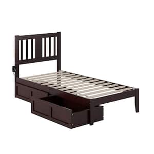 Tahoe Espresso Twin Solid Wood Storage Platform Bed with 2-Drawers