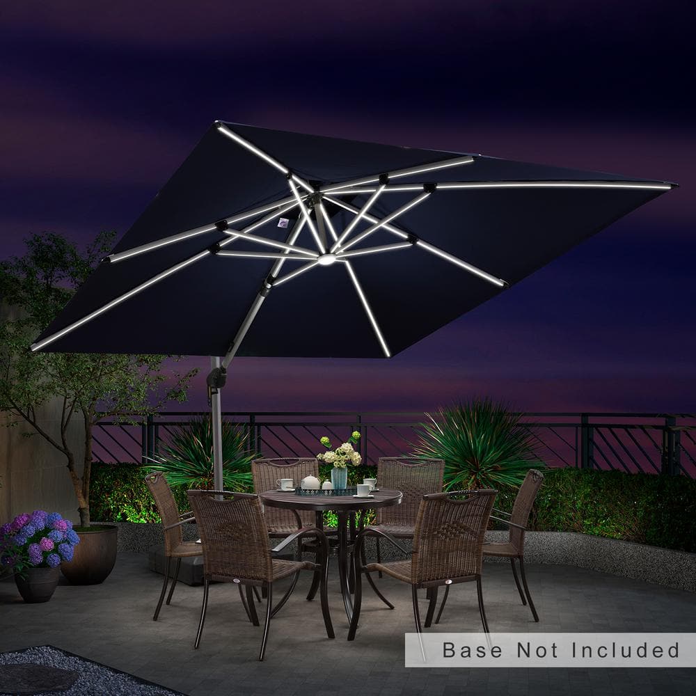 PURPLE LEAF 10 ft. Square Solar powered LED Patio Umbrella Outdoor ...