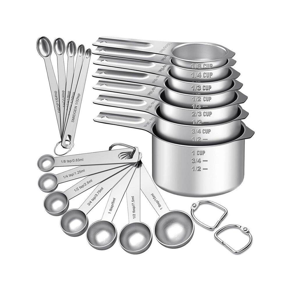 21-Piece Stainless Steel Measuring Spoon and Cup Set with Nesting Stackable Design and Detachable Rings for Baking price history on PriceWatchPro