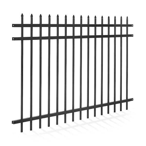 Fencer Wire 6 ft. x 8 ft. Heavy-Duty Steel Spaced Bar Pointed Pinnacle Metal Fence Panel (Single Panel)