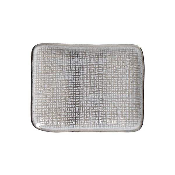 PORTO BRASIL 7.08 in. Dust Gray Stoneware Rectangular Platter Juta (Set of 4)