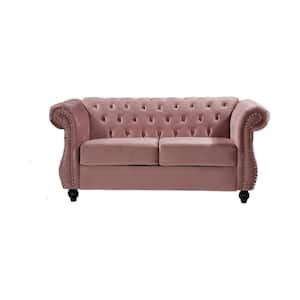 Feinstein 67.6 in. Rose Velvet 2-Seater Upholstered Loveseat