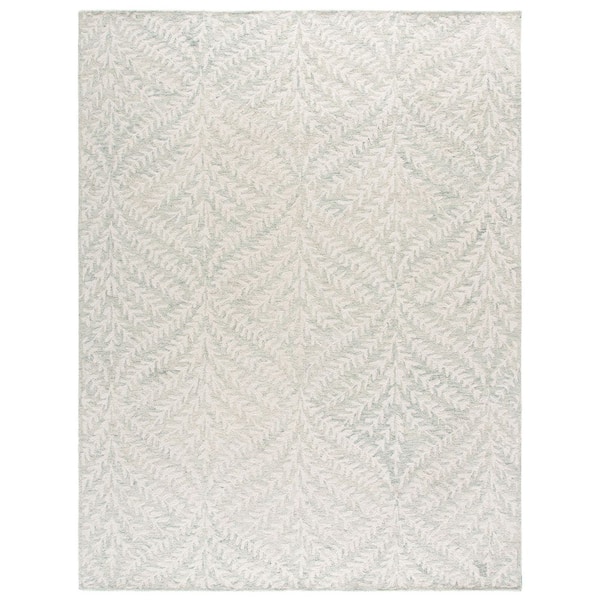 Martha Stewart 8 ft. x 10 ft. Light Blue/Ivory Wavy Diamond Area Rug