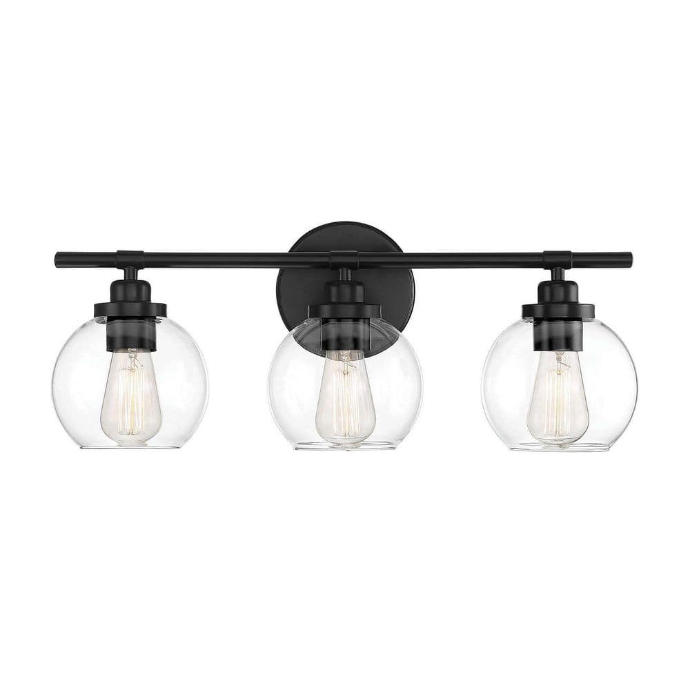 Savoy House 8-4050-3-BK Carson Matte Black 3 Light Bathroom Vanity Light (23  W x 9 H)