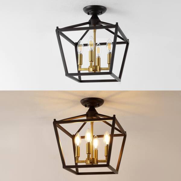 JONATHAN Y Plains Mini Lantern 12 in. 4-Light Iron Modern