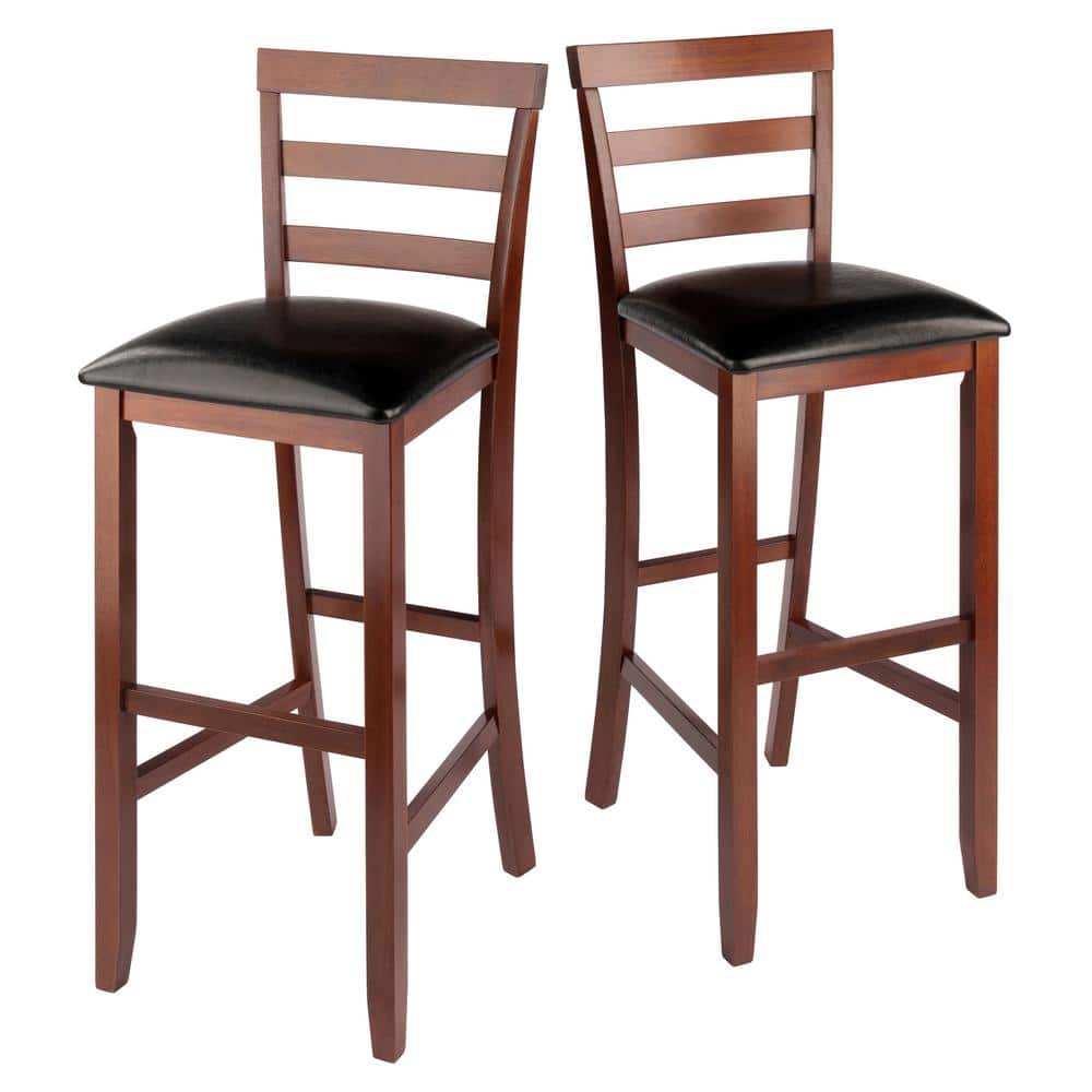 WINSOME WOOD Simone Cushion LadderBack 29 in. H Black and Walnut Bar