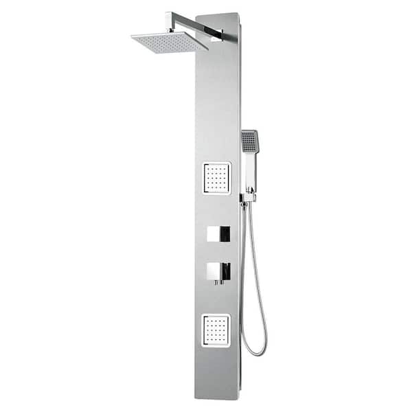 Mediterraneo Pompeii 57 in. 1-Jet High Pressure Shower Tower with Shower Head and Hand Shower in Stainless Steel