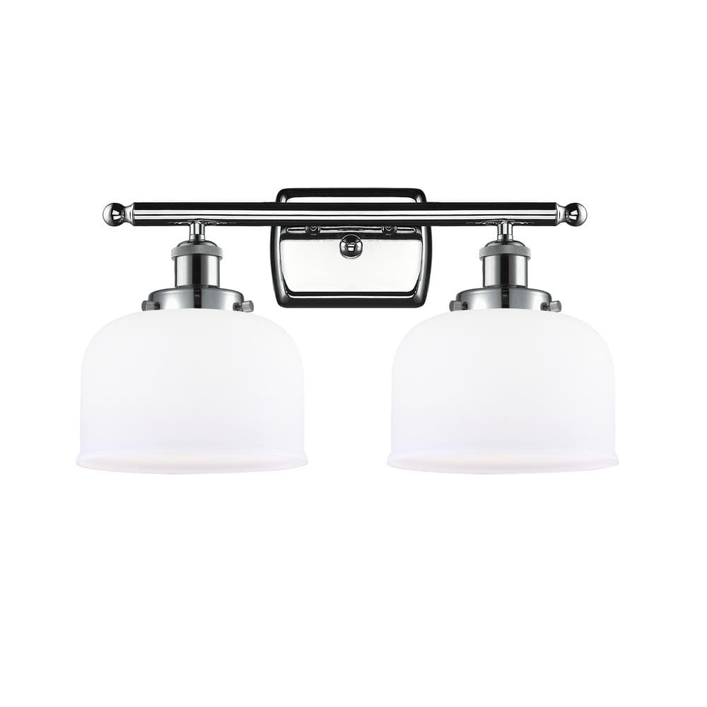 Bell 18 in. 2 Light Polished Chrome, Matte White Vanity Light with White Glass Shade price history on PriceWatchPro