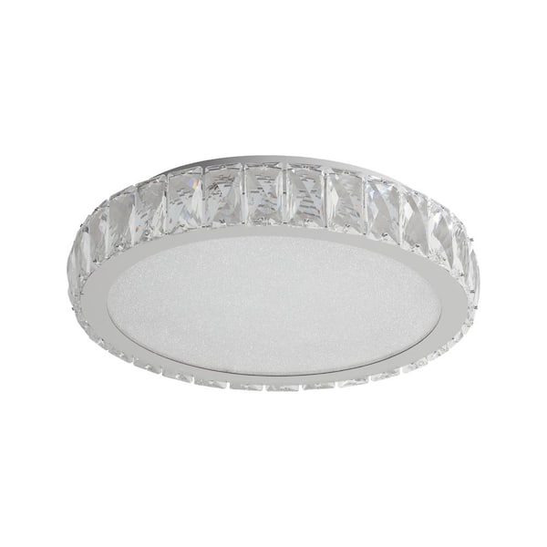 PUDO 13.8 in. LED Beads Light Transparent Luxurious Flush Mount Ceiling Light with K9 Crystal