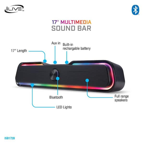 ☆光る・Bluetoothで音楽も☆ 電動スケボー LEDライト付き　ブラック iLive 17-inch Portable Wireless Multimedia Soundbar Speaker with