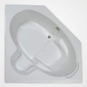60 in. Acrylic Corner Drop-in Bathtub in Biscuit