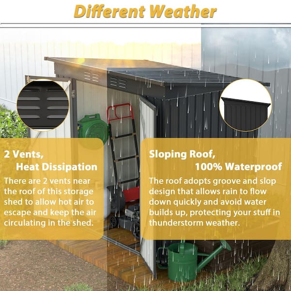 6 ft. x 4 ft. Outdoor Metal Storage Shed, All Weather, with