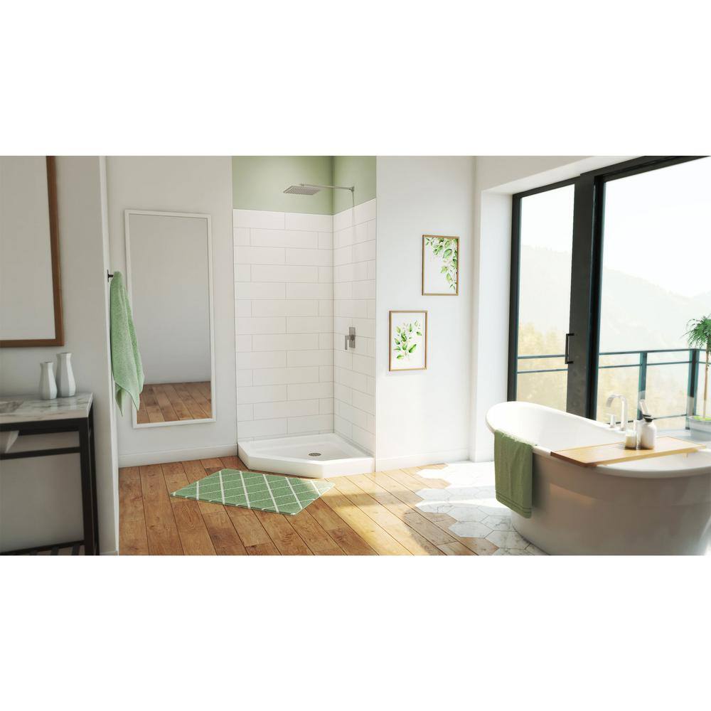 DreamStone 38" White Solid Surface Corner Shower Kit