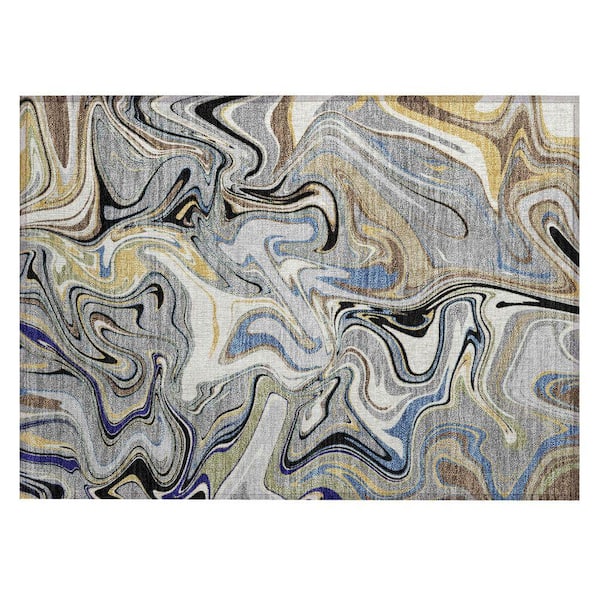 Chantille Machine Washable Indoor/Outdoor Abstract ACN2395 Gray 2 ft. x 3 ft. Accent Rug